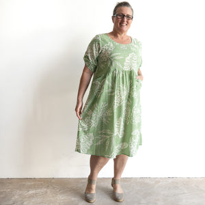 Picnic Perfect Smock Dress - Tropical Tribal Sage