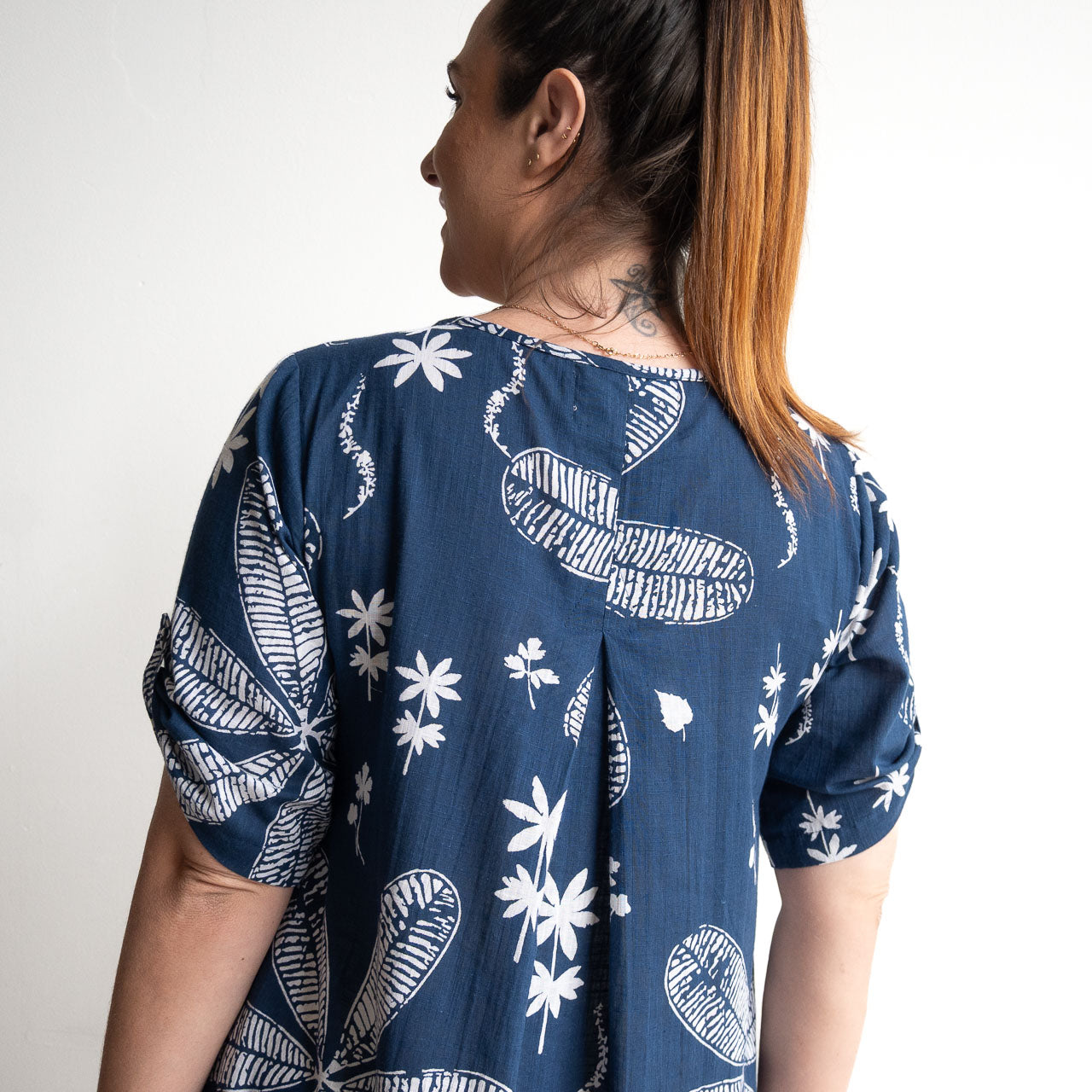 Picnic Perfect Smock Dress - Large Flora Navy