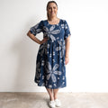 Picnic Perfect Smock Dress - Large Flora Navy