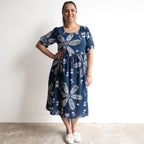 Picnic Perfect Smock Dress - Large Flora Navy