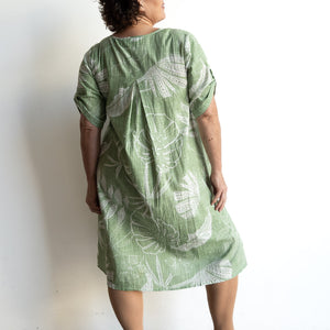 Picnic Perfect Smock Dress - Leaf Etch Sage Green