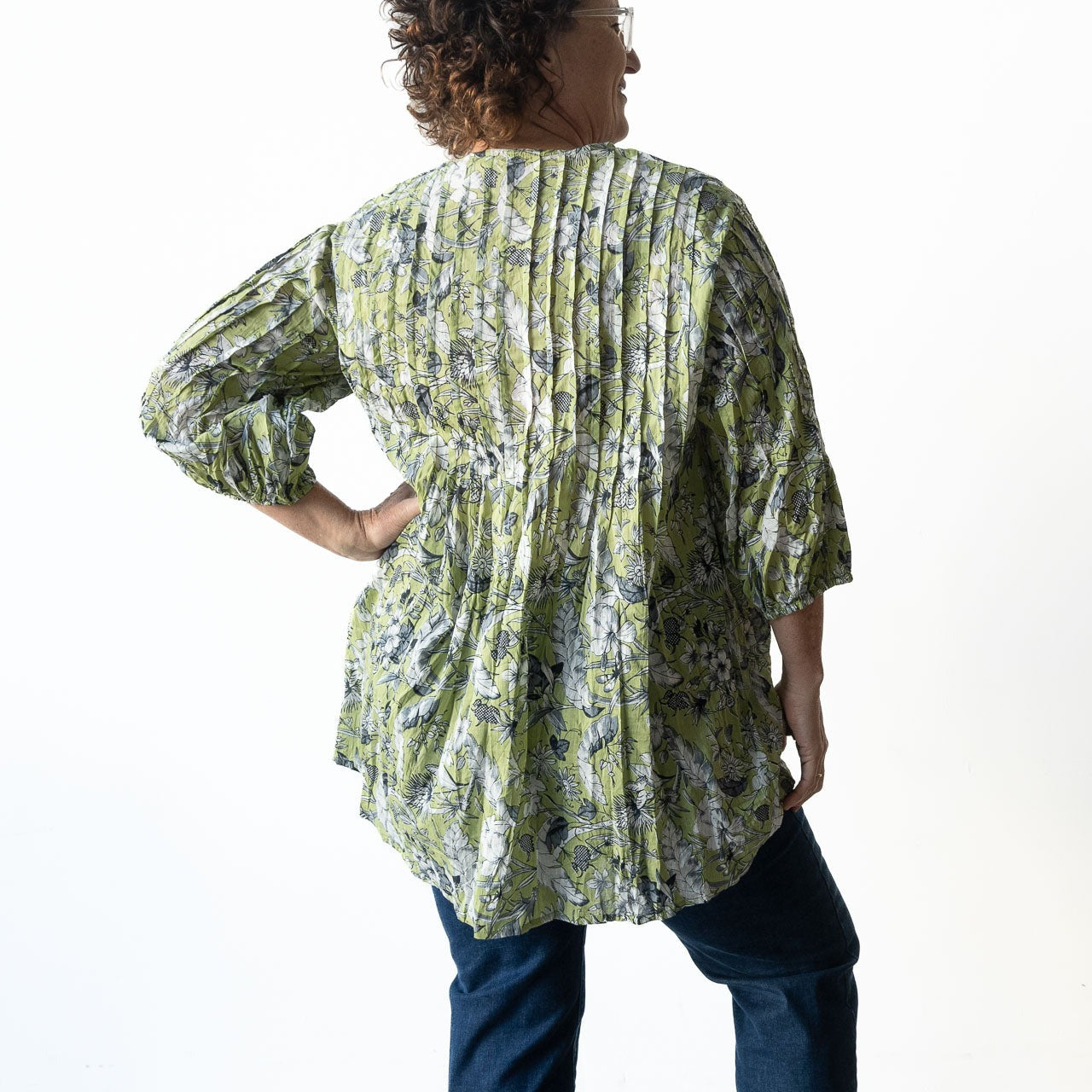 Pintuck Blouse Top - Botanical