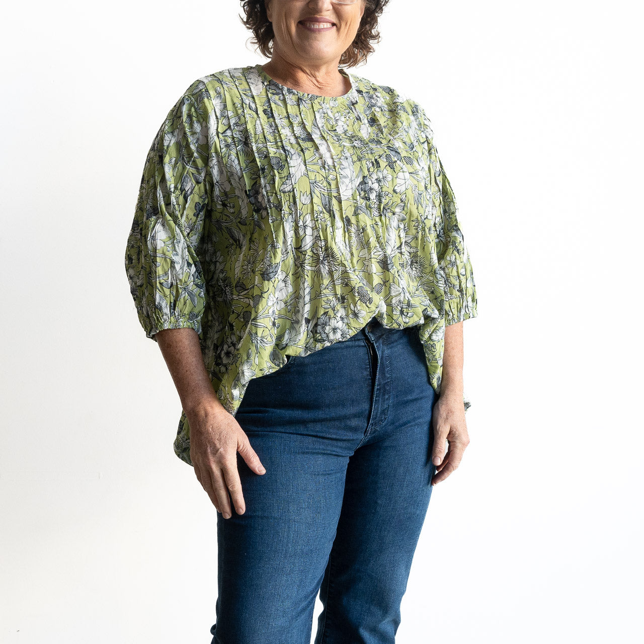 Pintuck Blouse Top - Botanical