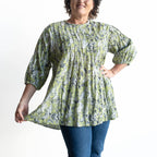 Pintuck Blouse Top - Botanical