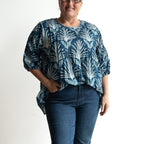 Pintuck Blouse Top - Indigo Echo