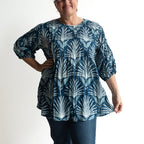 Pintuck Blouse Top - Indigo Echo