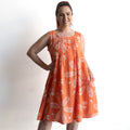 Pintuck Smock Dress - Large Flora Coral