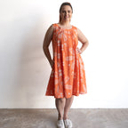 Pintuck Smock Dress - Large Flora Coral