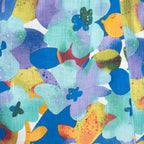 Pintuck Smock Dress - Large Floral Blue