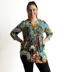 Pleat Button-Through Tunic Blouse by Orientique Australia - Guaratiba - 62756
