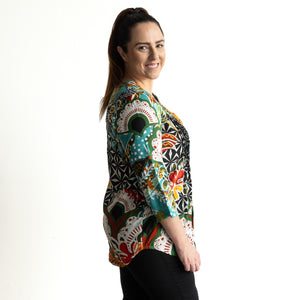 Pleat Button-Through Tunic Blouse by Orientique Australia - Guaratiba - 62756