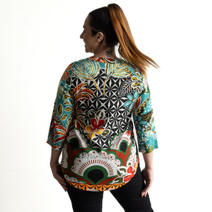 Pleat Button-Through Tunic Blouse by Orientique Australia - Guaratiba - 62756