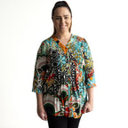 Pleat Button-Through Tunic Blouse by Orientique Australia - Guaratiba - 62756