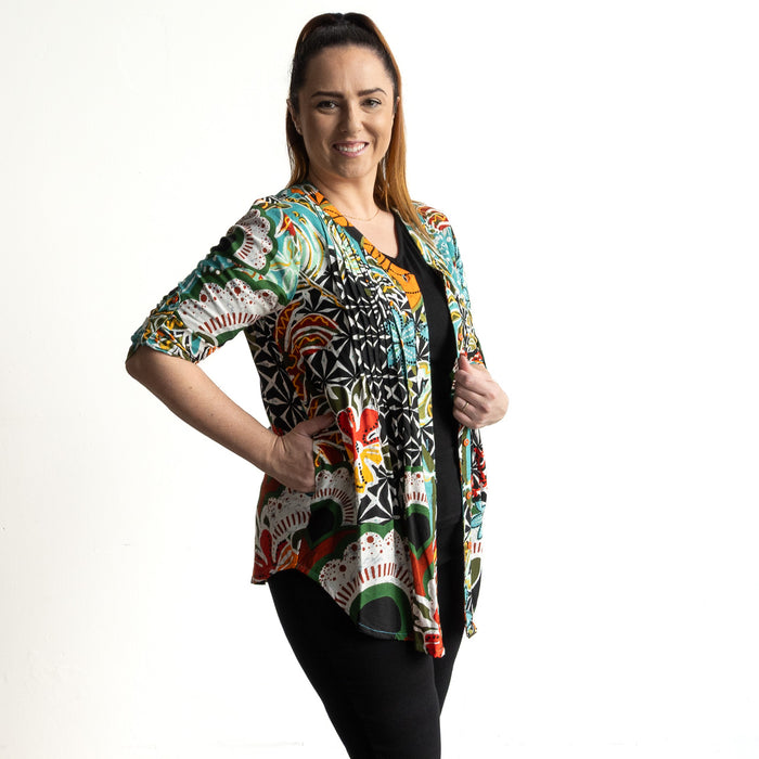 Pleat Button-Through Tunic Blouse by Orientique Australia - Guaratiba - 62756