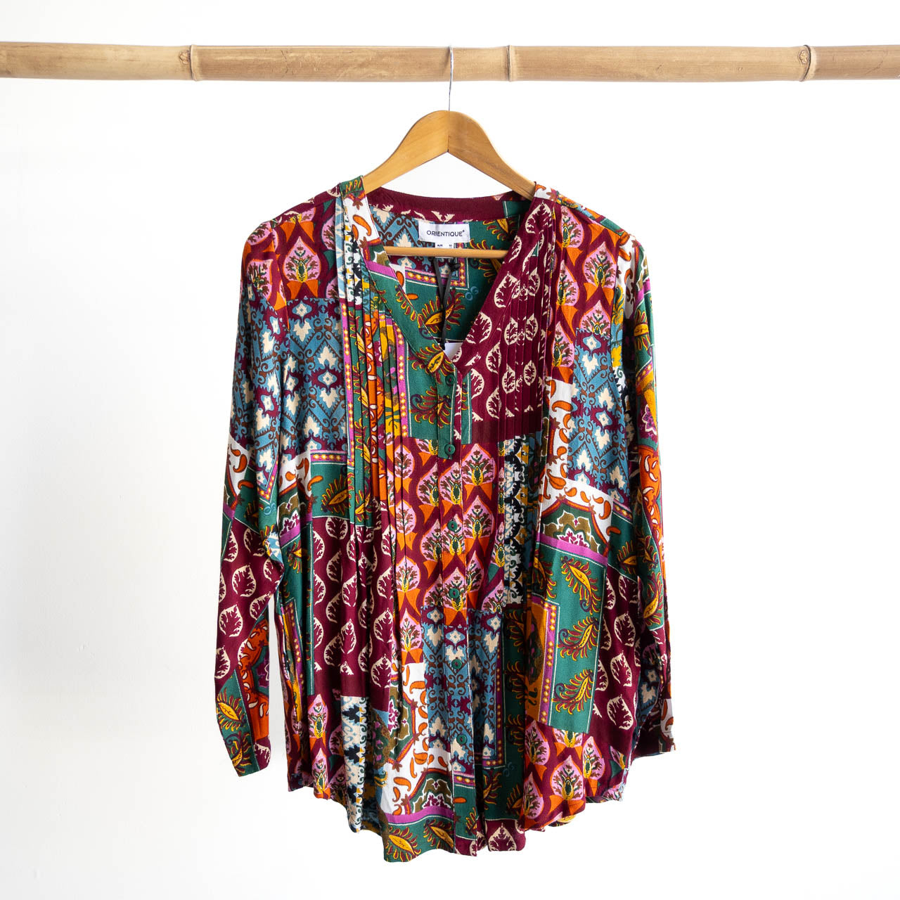 Pleat Button-through Tunic Blouse by Orientique - Prato - 62780