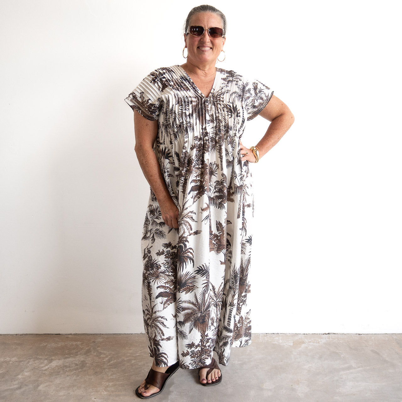 Pleat Shaped Midi Dress - Borneo