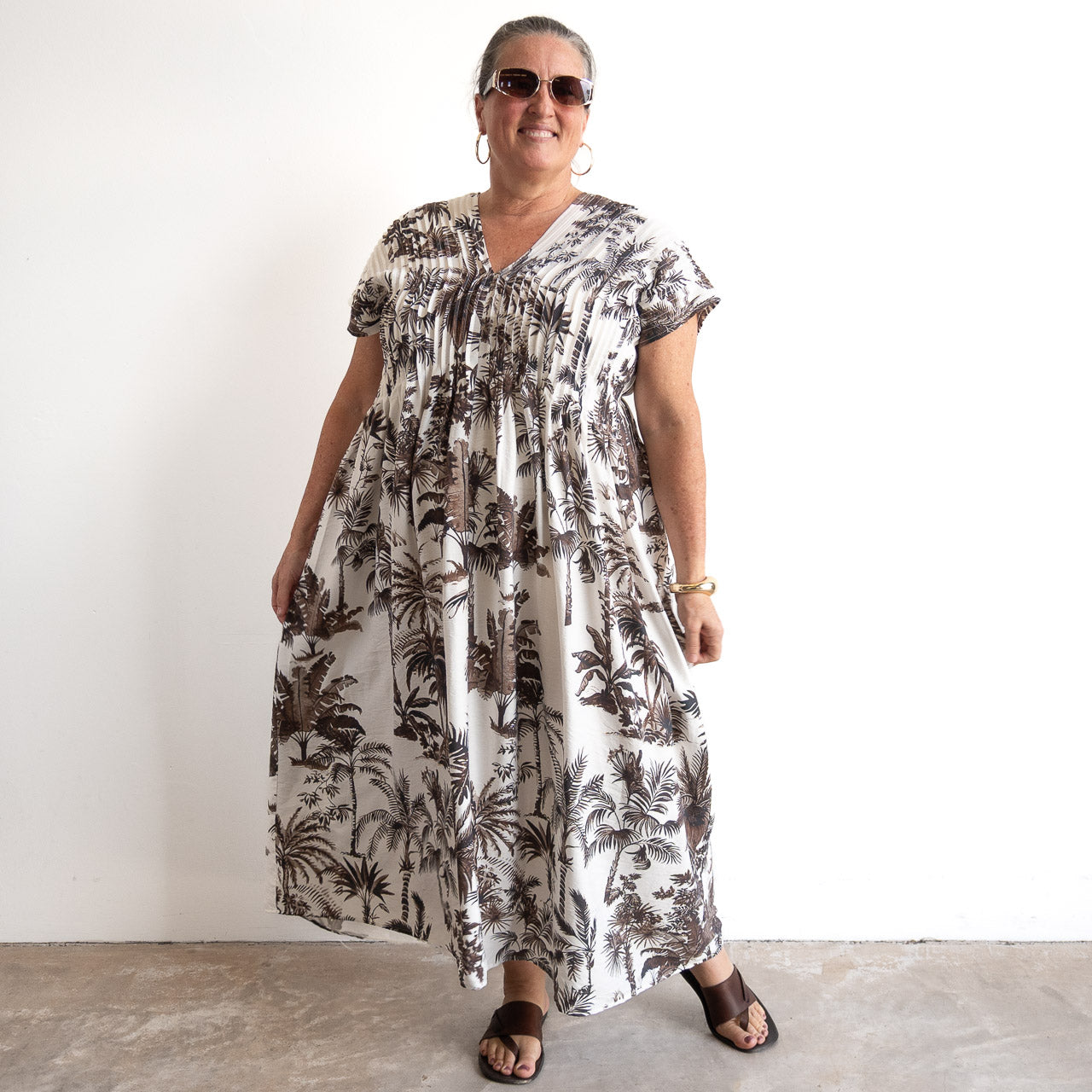 Pleat Shaped Midi Dress - Borneo