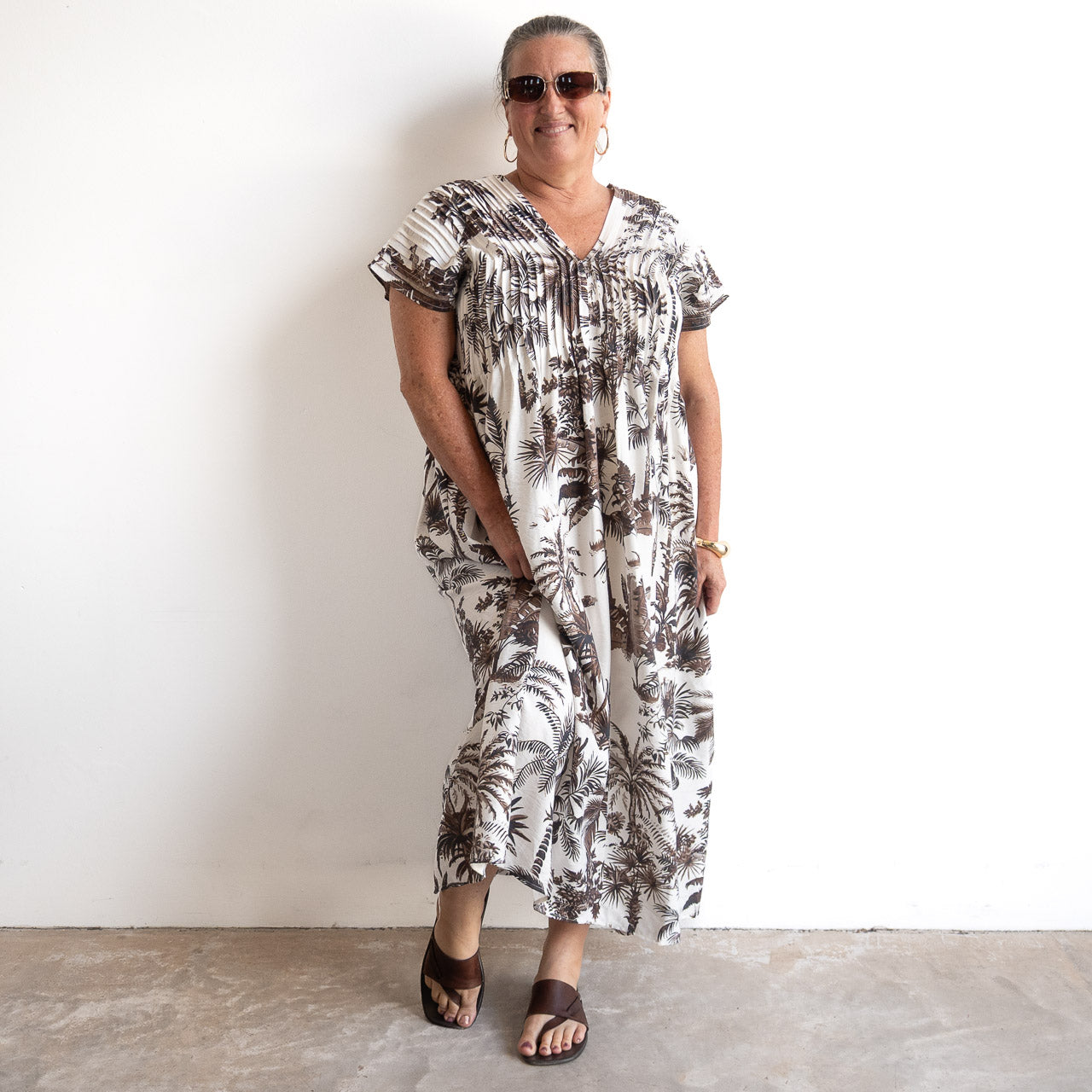 Pleat Shaped Midi Dress - Borneo