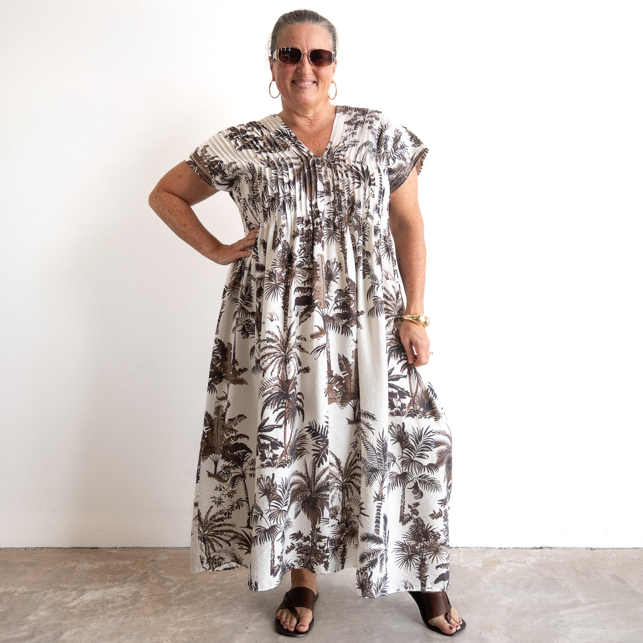 Pleat Shaped Midi Dress - Borneo