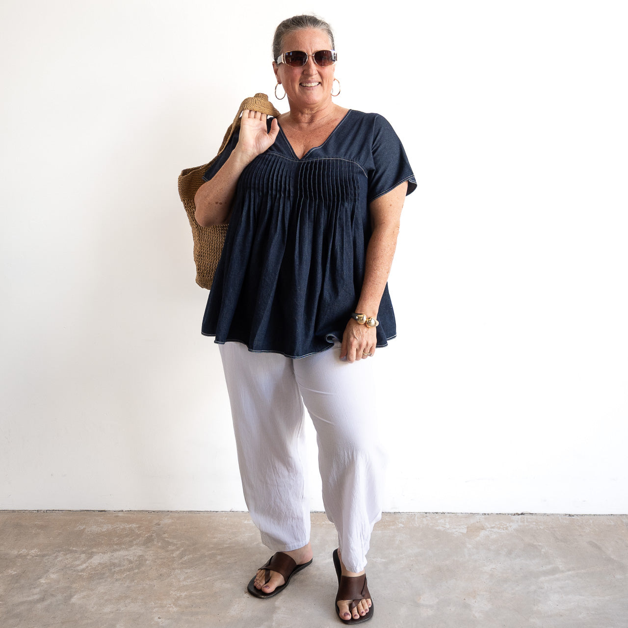 Pleat Shaped Top - Summer Denim