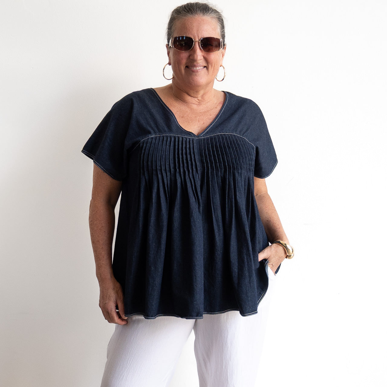 Pleat Shaped Top - Summer Denim