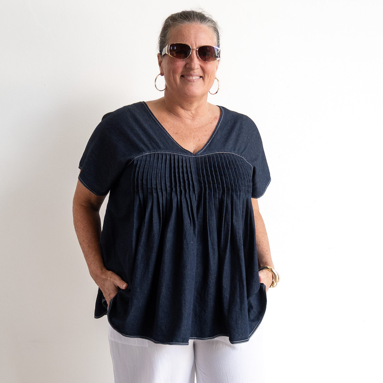 Pleat Shaped Top - Summer Denim