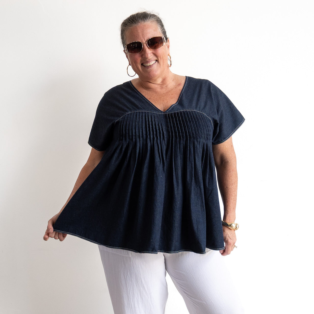 Pleat Shaped Top - Summer Denim