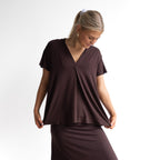 Pleat Tee by KOBOMO Bamboo - Flutter Sleeve