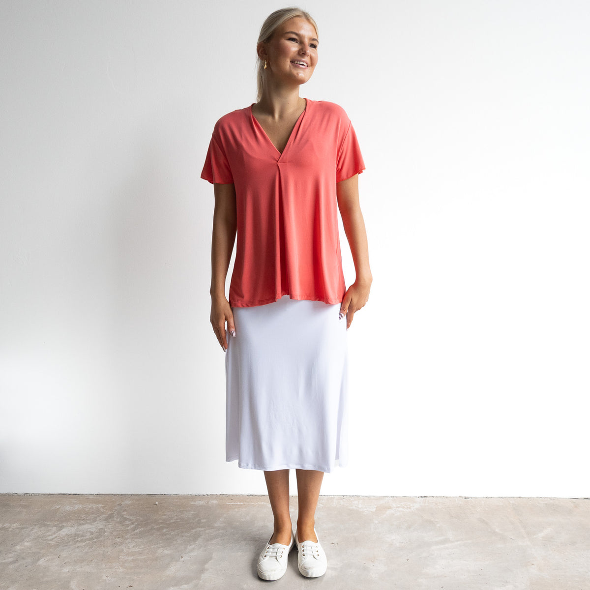 Pleat Tee by KOBOMO Bamboo - Flutter Sleeve