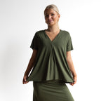 Pleat Tee by KOBOMO Bamboo - Flutter Sleeve