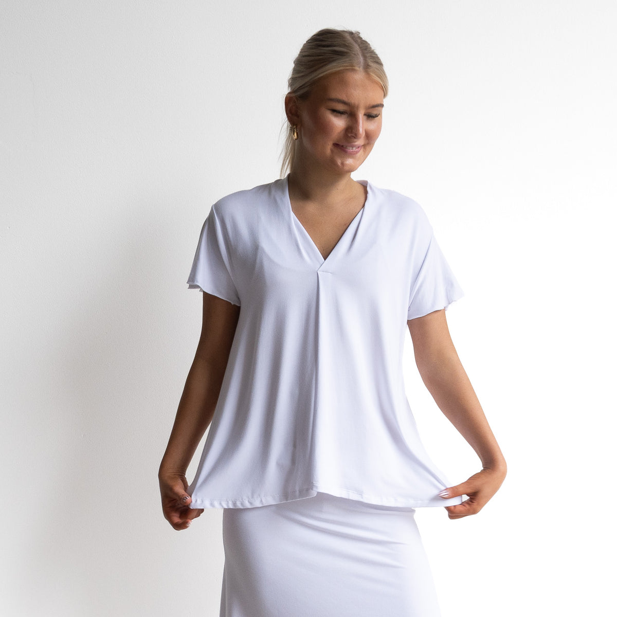 Pleat Tee by KOBOMO Bamboo - Flutter Sleeve
