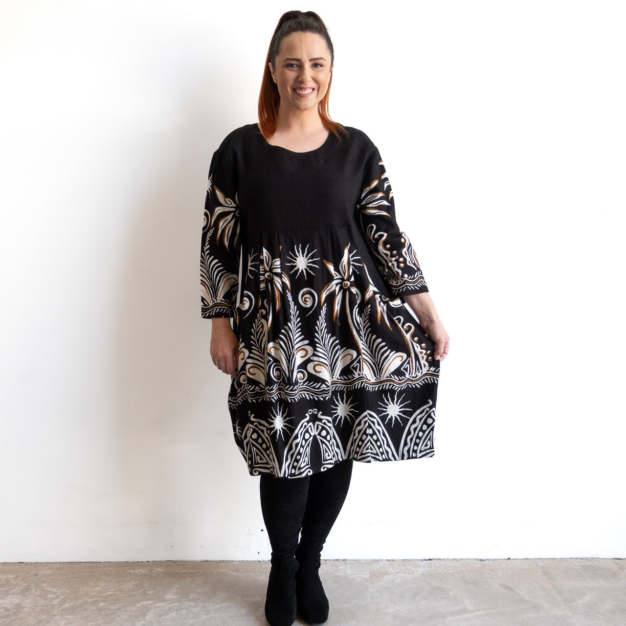 Pleated Curve Dress by Orientique Australia - Indus - 40247