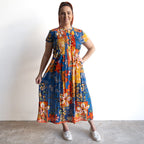 Twist It Pleated Midi Dress - Rousilion - 71019