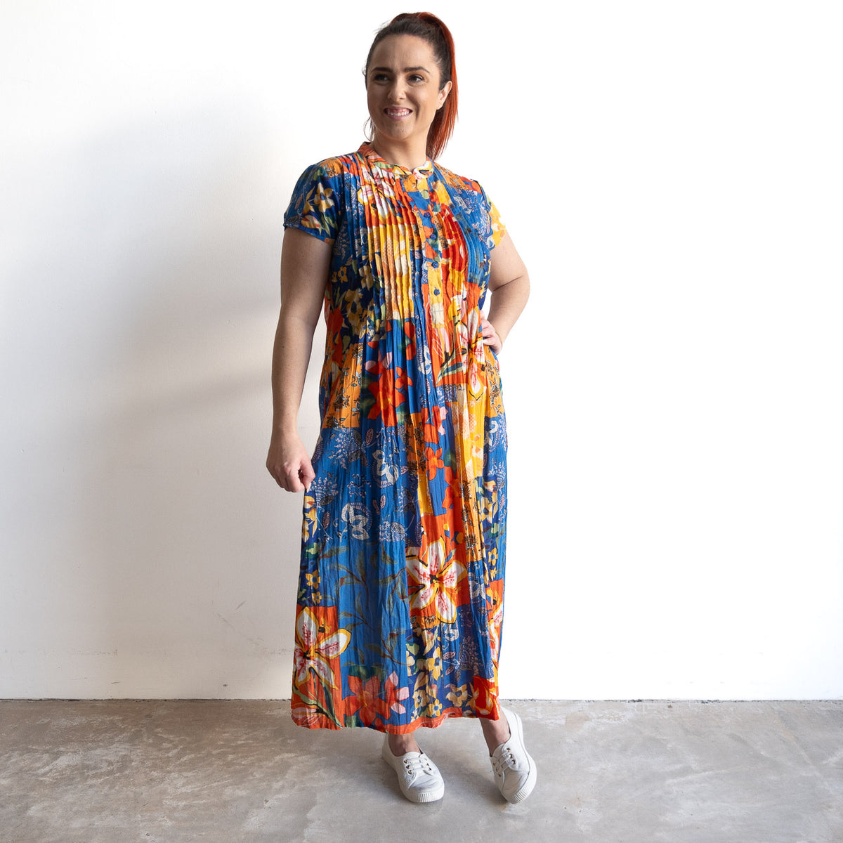 Twist It Pleated Midi Dress - Rousilion - 71019