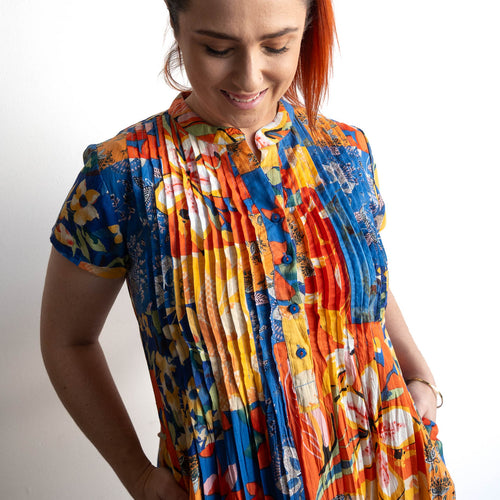 Twist It Pleated Midi Dress - Rousilion - 71019