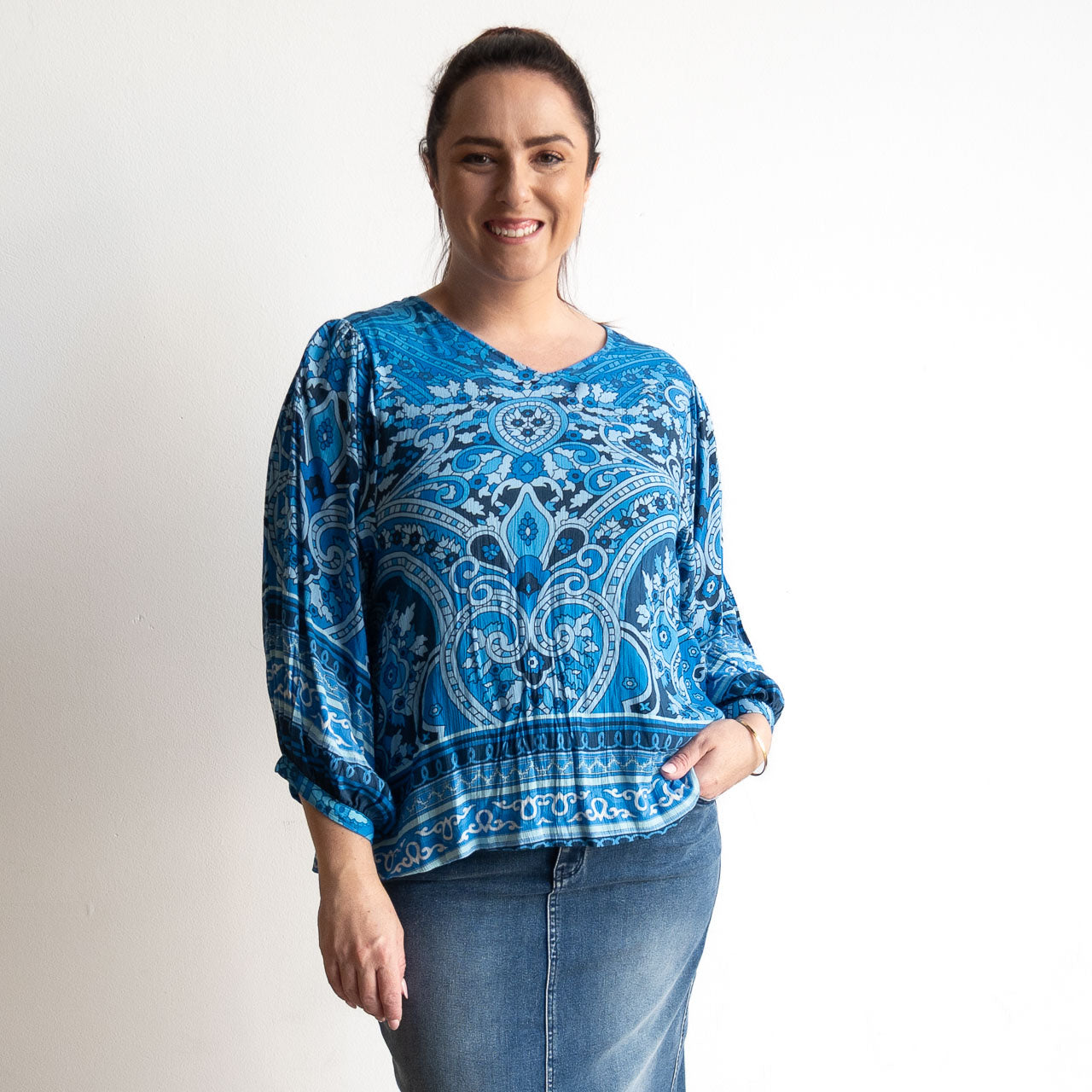 Poet Blouse - 32535 - Paisley Blue