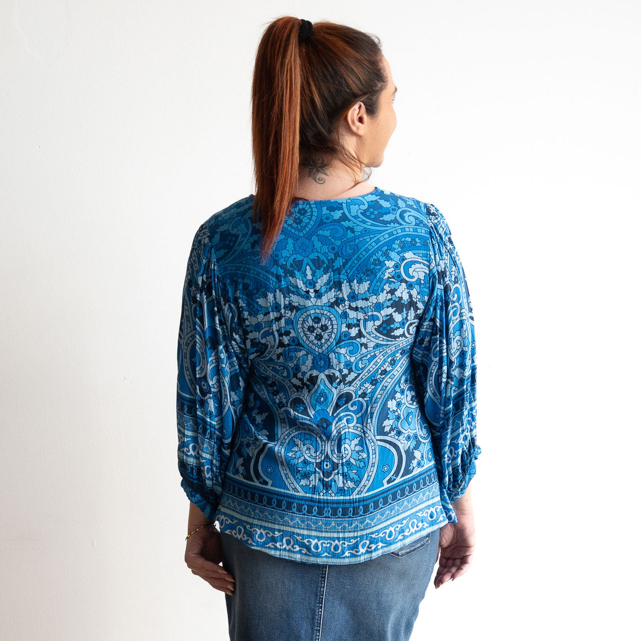 Poet Blouse - 32535 - Paisley Blue
