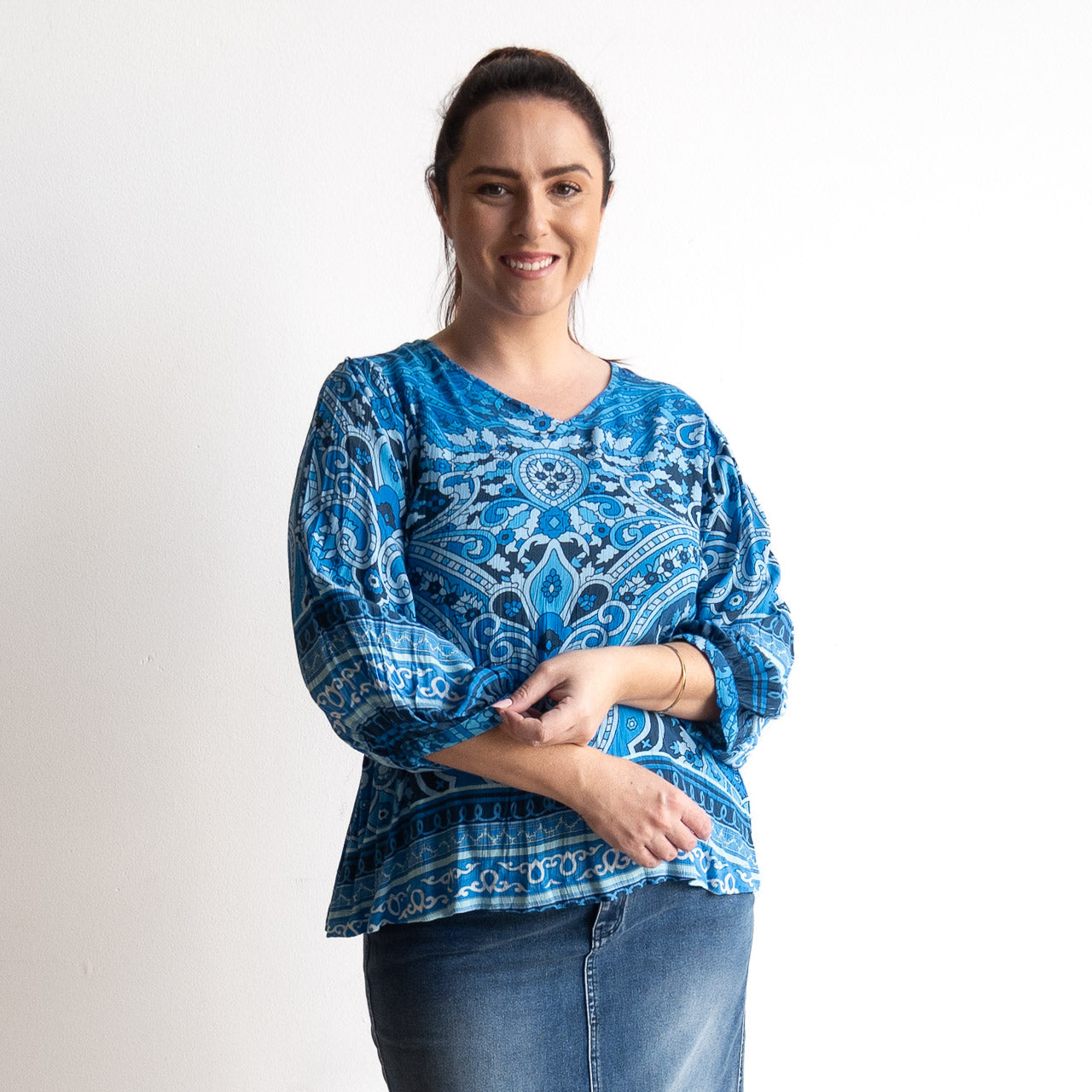 Poet Blouse - 32535 - Paisley Blue