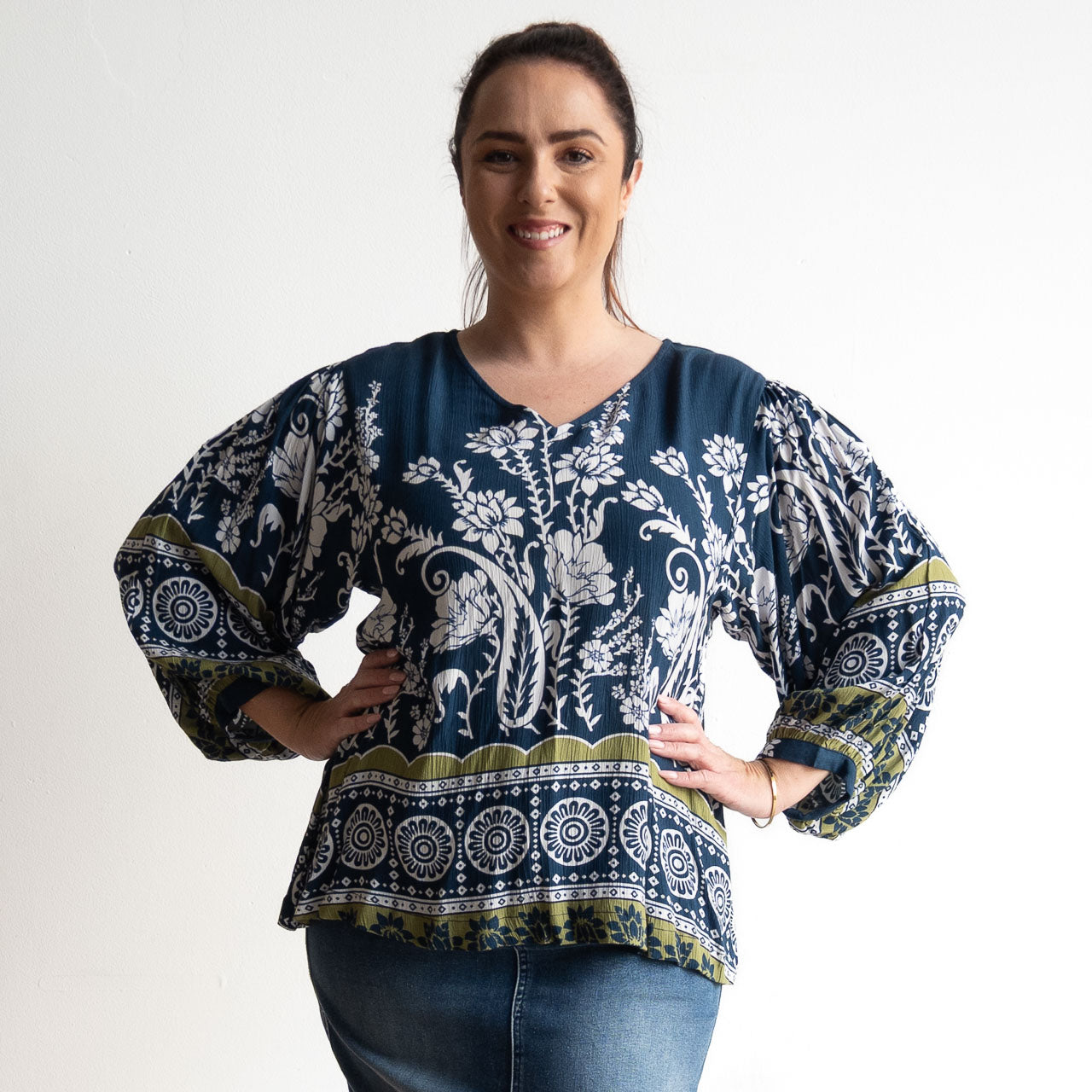 Poet Blouse - 32535 - Navy Floral