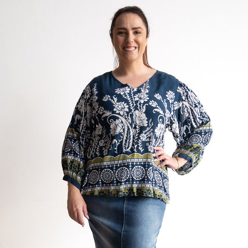Poet Blouse - 32535 - Navy Floral