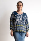 Poet Blouse - 32535 - Navy Floral
