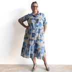 Poolside Cotton Shirt Dress - Greece Blue