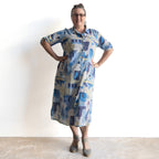 Poolside Cotton Shirt Dress - Greece Blue