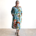 Poolside Cotton Shirt Dress - Greek Island Aqua