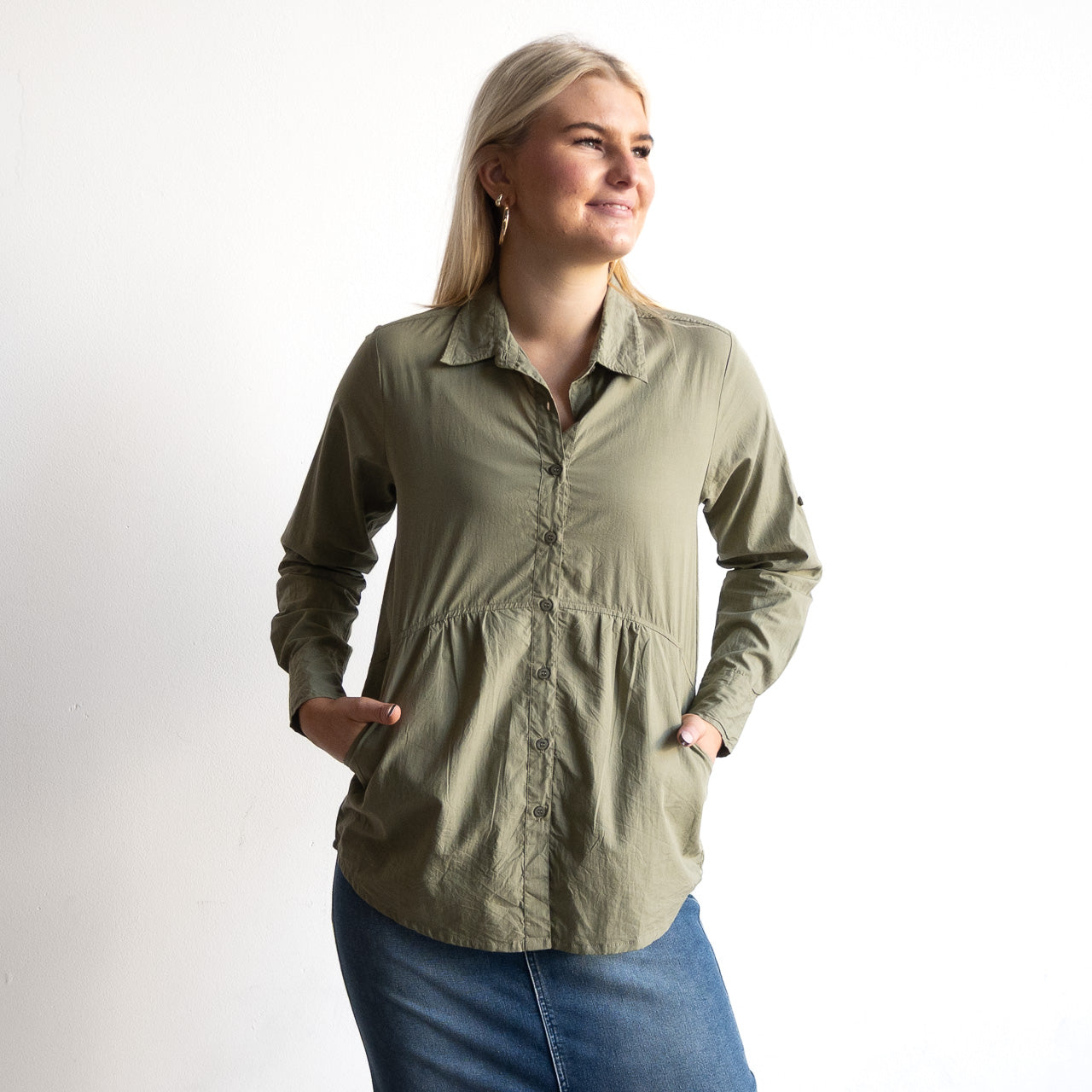Poplin Pocket Shirt Blouse - 42244