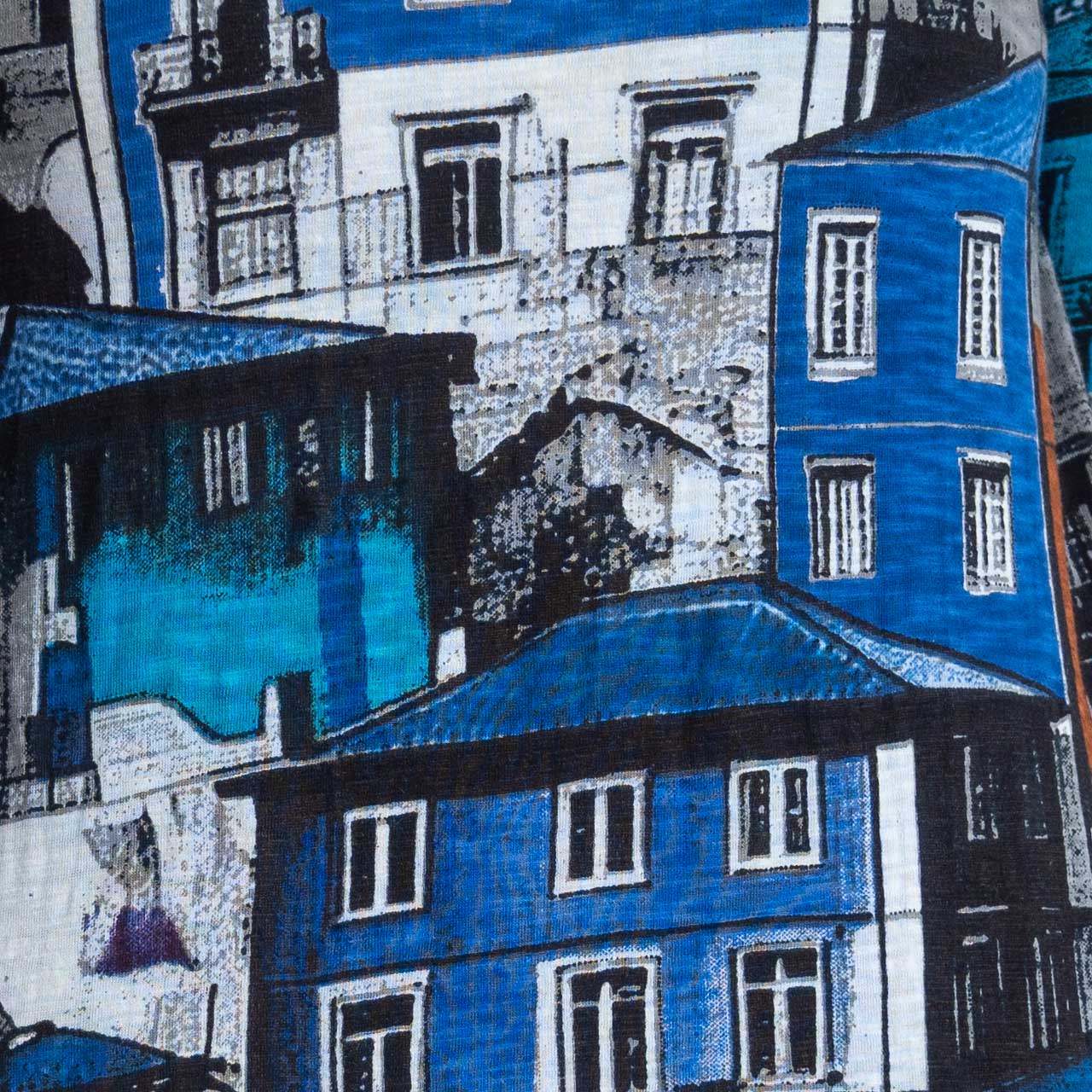Postcard Cotton T-Shirt by Orientique - Long Sleeve - Porto - 23142