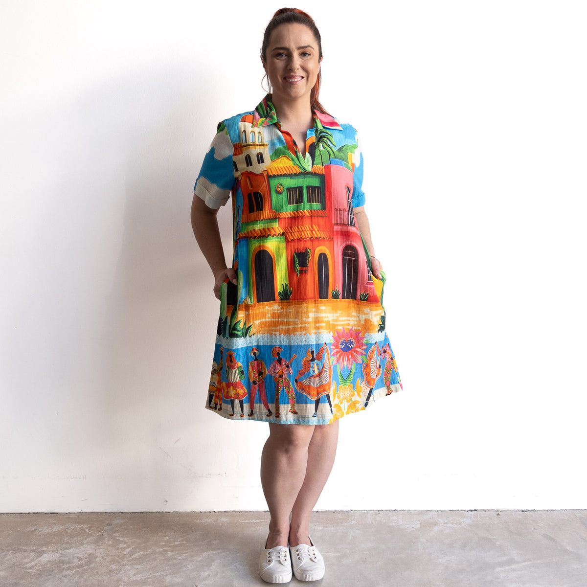 Postcard Collared Dress - Mexicana - 21885M