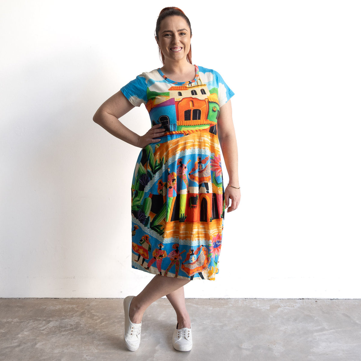Postcard Cotton Dress - Mexicana - 21880M