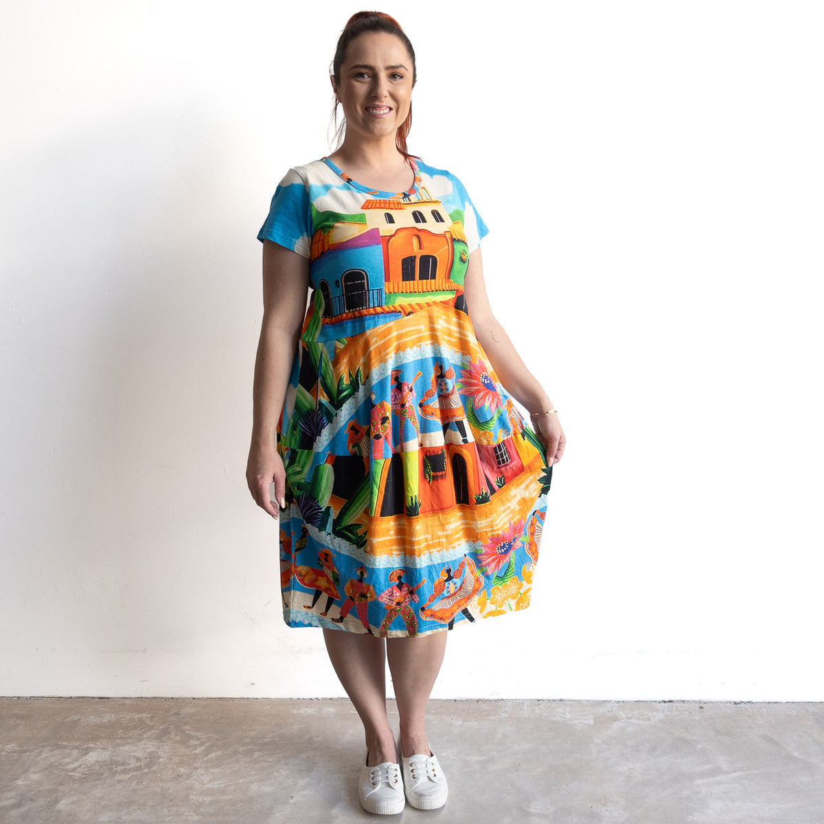 Postcard Cotton Dress - Mexicana - 21880M