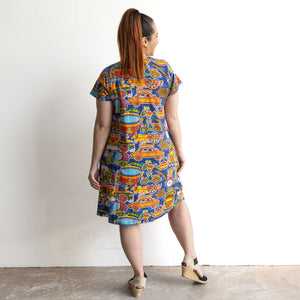 Postcard Cotton Knit A-Line Dress by Orientique Australia - Dilli - 30195